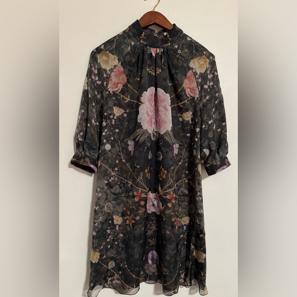 Stunning Vintage Jackie Palmer original sheer floral print dress.